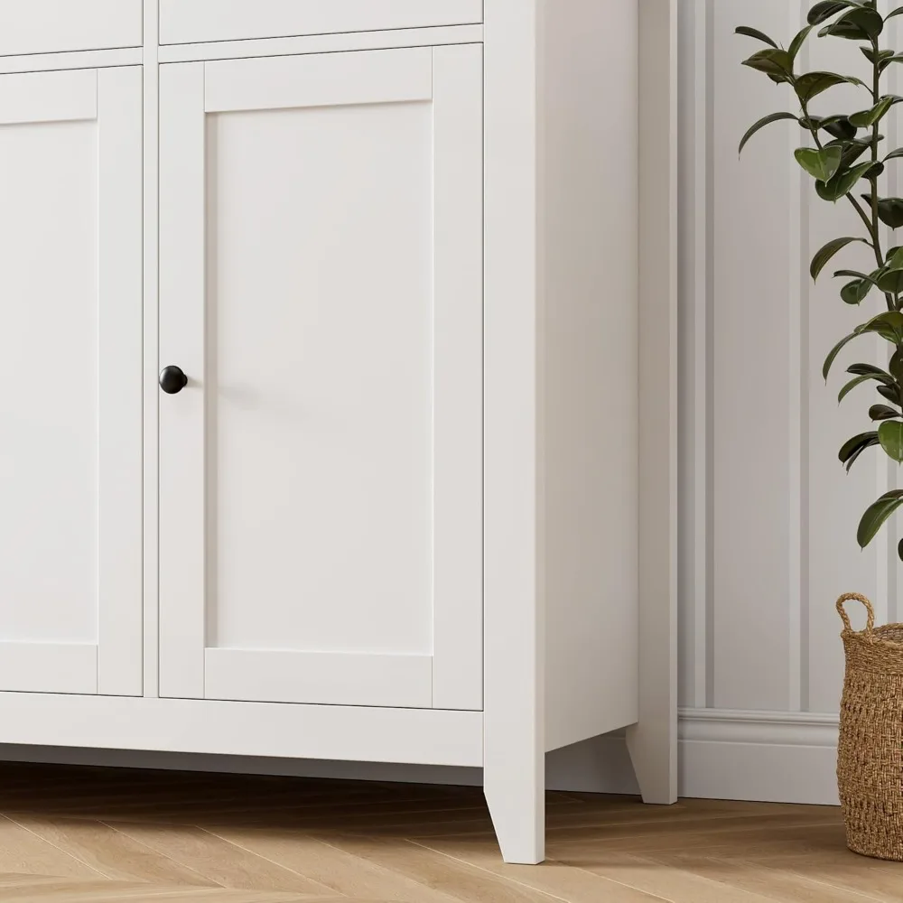 خزانة بوفيه مقاس 55 بوصة، بوفيه خزانة جانبية حديثة للمزرعة مع أدراج، خزانة تخزين كبيرة للمطبخ مع أدوات قابلة للتعديل #6