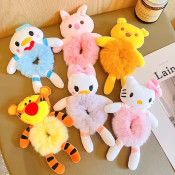 Donne Ragazze Maialino Pooh Orso Tigro Nastri per capelli Gatto Coniglio Peluche Fasce elastiche per capelli Dolce Pontail Holder Bambini Cravatta per capelli Capelli