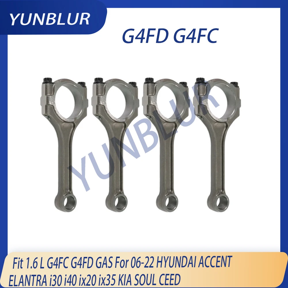 

4pcs Engine Parts Connecting Rod Set Fit 1.6 L G4FC G4FD GAS For 06-22 HYUNDAI ACCENT ELANTRA i30 i40 ix20 ix35 KIA SOUL CEED