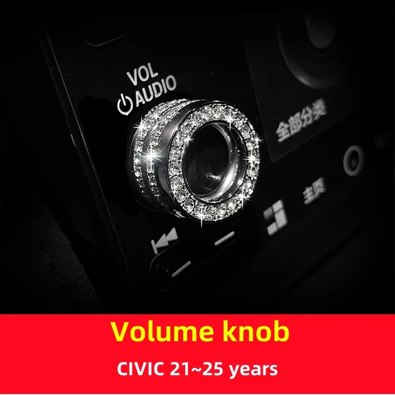 Diamond Decorate For Honda CIVIC 21-25 Years One Click Start Multimedia Ring Air Conditioning Knob Cover Air Outlet Sticker