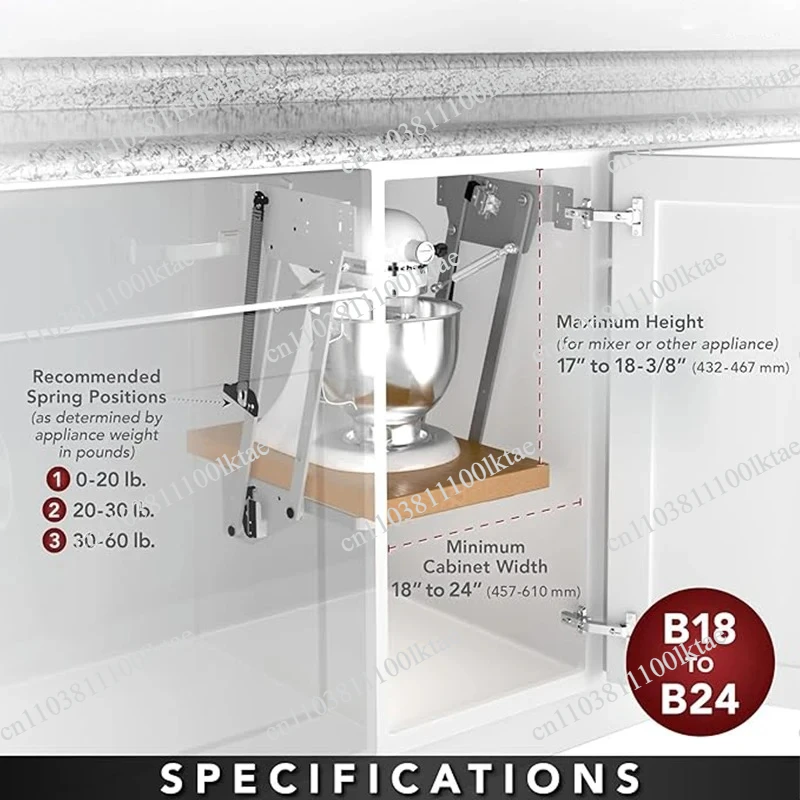 Hidden with Spring Rack Storage Lifting Automatic Kitchen Up Hinge Cabinet System Mechanical Telescopic Lift Shelf for Mixer