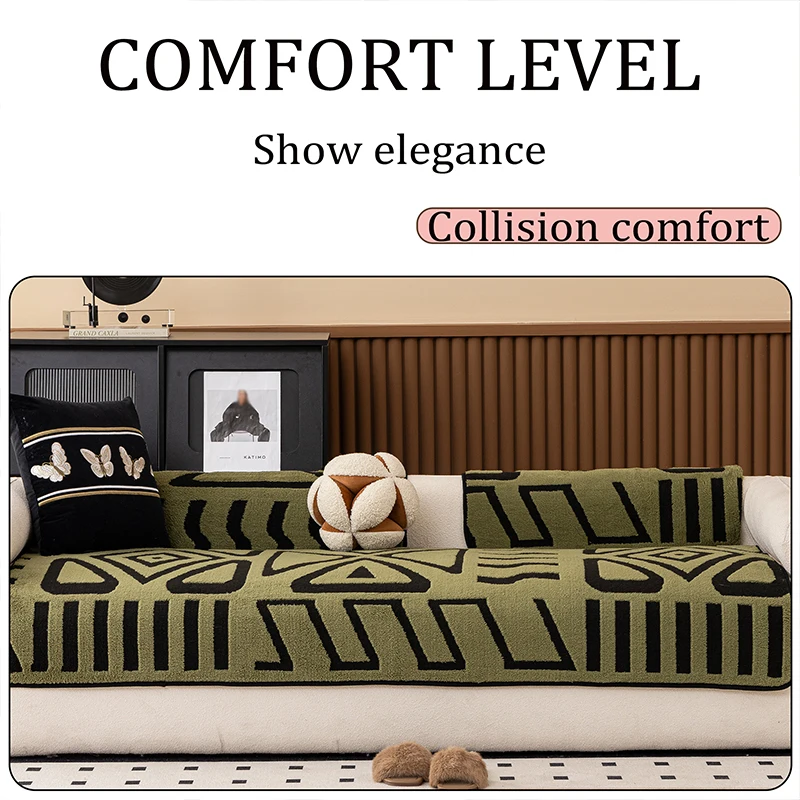 1Pc Bohemian Geometric Pattern Sofa Cushion, Soft Plush Protective Cover, Durable Living Room Fabric, Machine Washable or Hand Washable, Stylish Sofa Decoration