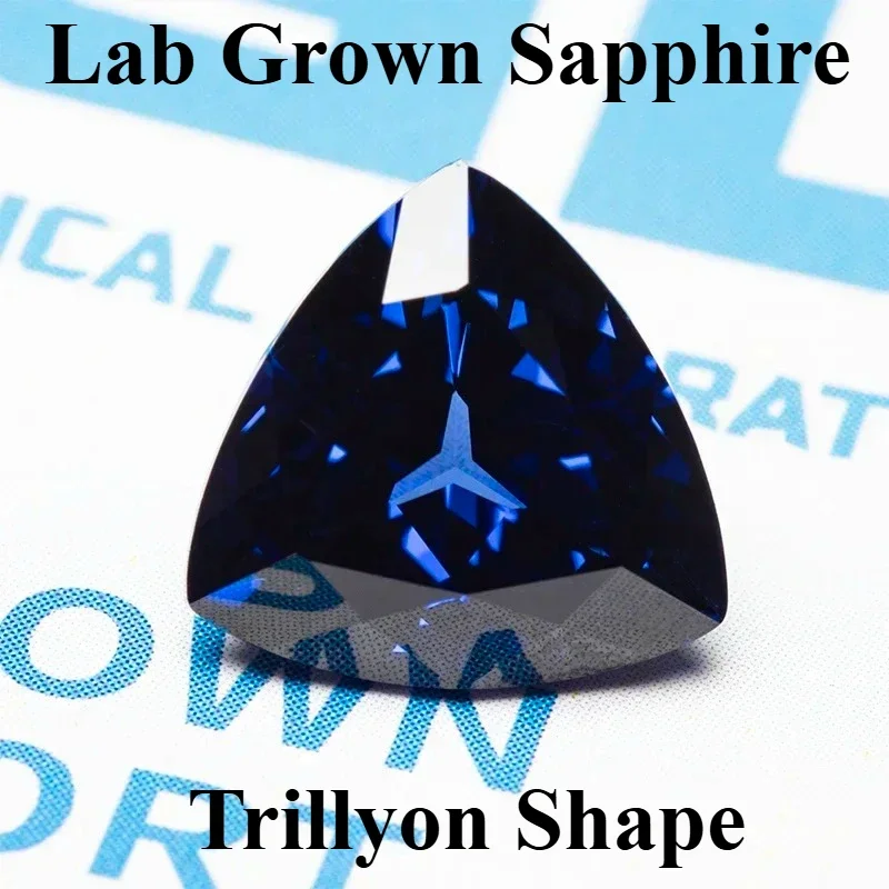 

Lab Grown Sapphire Trillyon Shape Royal Blue VVS1 Gemstone For Charms Diy Jewelry Making Pendant Selectable AGL Certificate