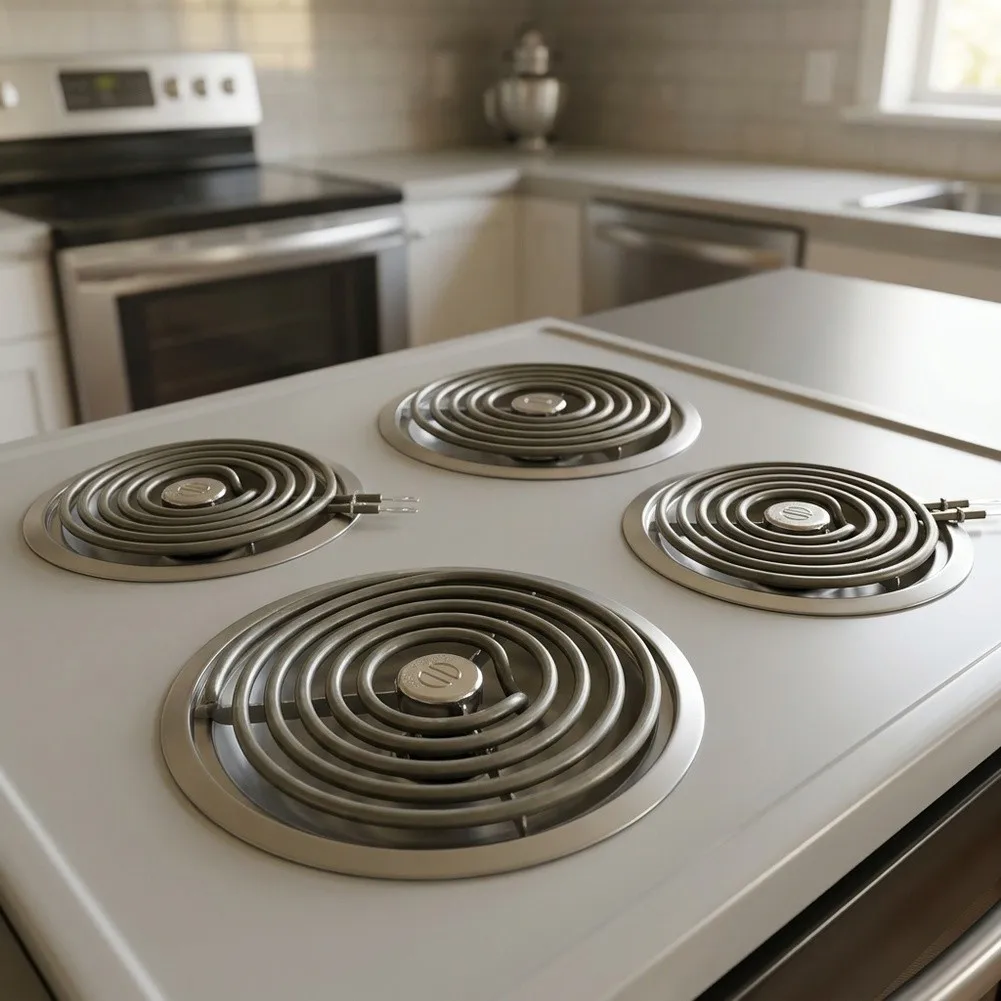 Stove Coil Set for GE Ranges Designed to Fit WB30M1 and WB30M2 Specifications with Drip Pans for Safety and Cleanliness