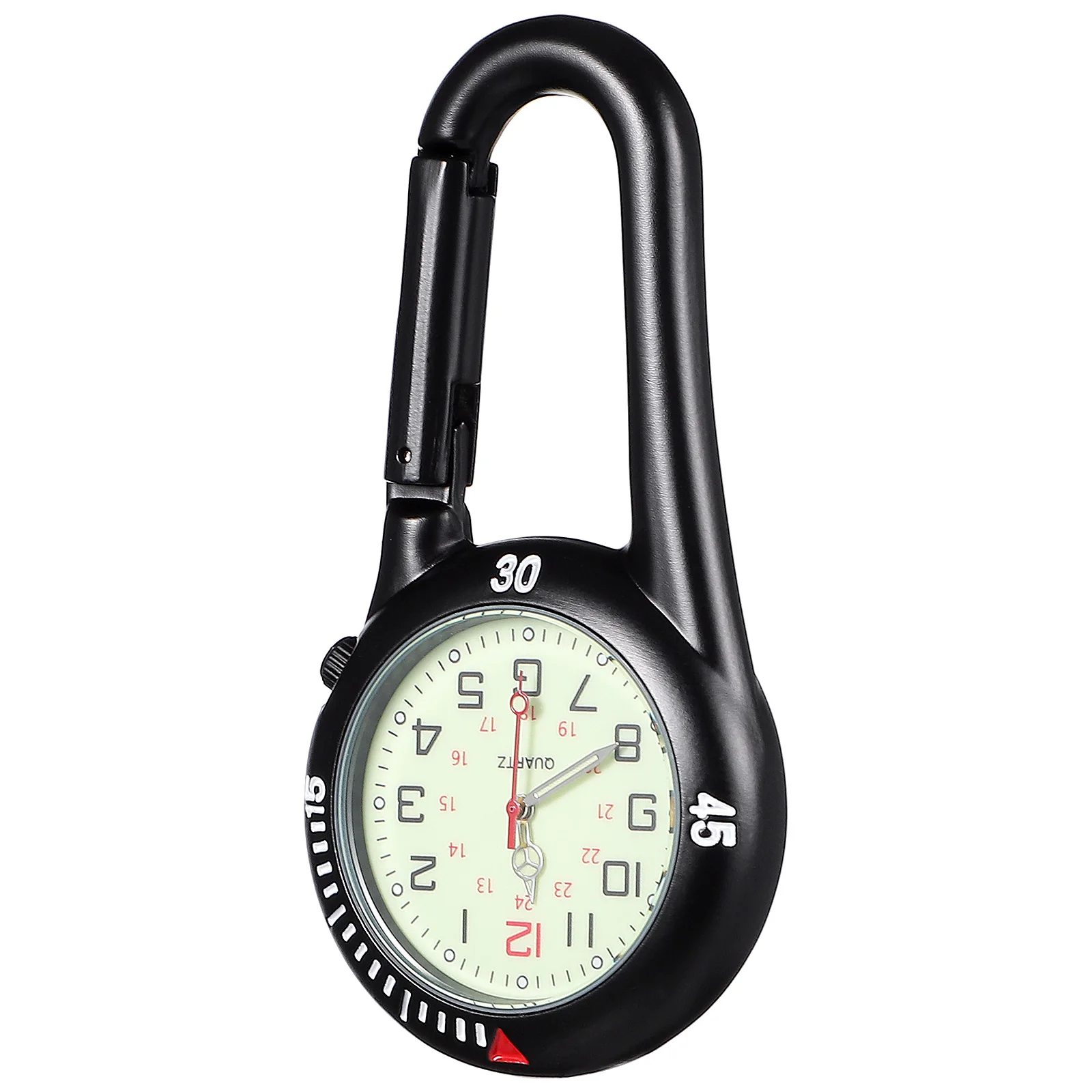 

Fluorescent Dial Backpack Buckle Watch Clip on Belt Loop Nurses Mountaineering Fob Luminous Hands Quartz Movement Outdoor