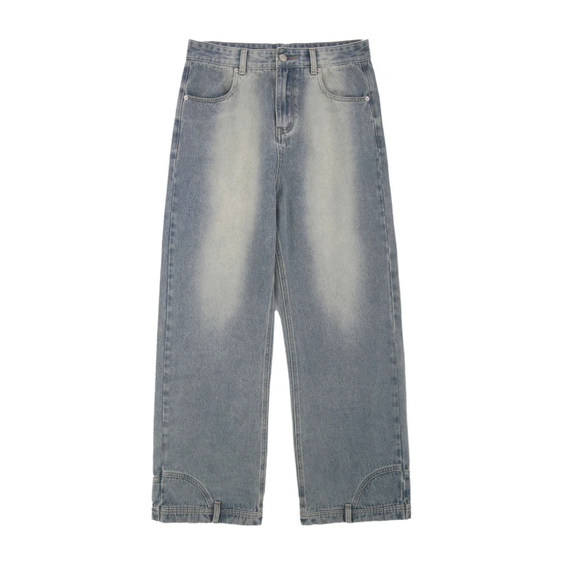 Coppie da uomo e da donna reverse wear jeans dritti invertiti pantaloni larghi a gamba larga con tendenza irregolare jeans Y2K