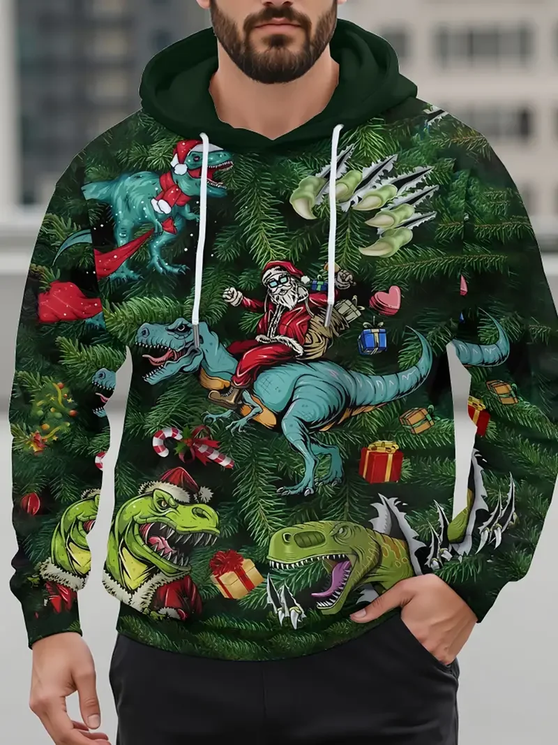 حفلة عيد الميلاد ثلاثية الأبعاد هوديس الرسم ربيع الخريف موضة الترفيه تنوعا الشارع الشهير الرجال النساء هوديس Y2k جديد في السترات #3