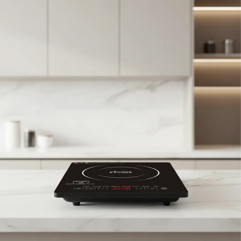 Portable Single Burner Induction Cooktop with Toughened Glass Panel Touch Control Rapid Heating for Home Kitchen & Hotel Use
