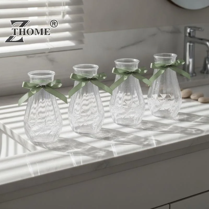 Clear PET Diamond-Pattern Vase, 15x8cm, Shatterproof, For Hydroponics & Fresh Flowers
