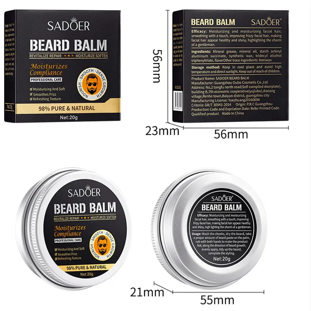 Natural Beard Balm Wax Moisturizing Smoothing Dashing Gentlemen Beard Groomed Charming Beard Styling Professional Care Cream