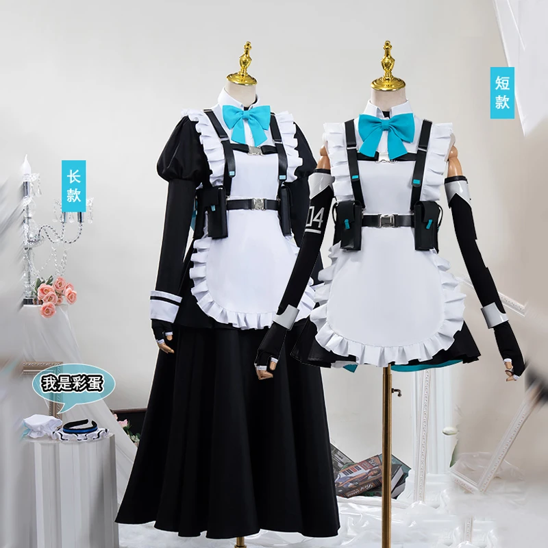 Game Blue Archive Asuka Umatoki Cosplay Cute Maid Long dress Women  Summer New Maid Elegant Costume full set A