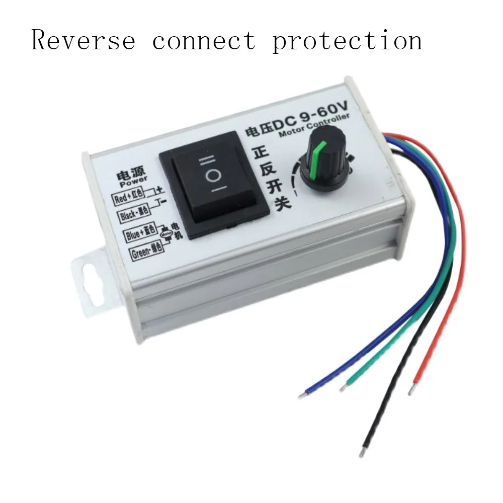 9-60V DC Motor Speed Controller 20A 25KHZ PWM DC Motor Forward and Reverse Control Switch 1-100 Adjustable Motor Speed Governor