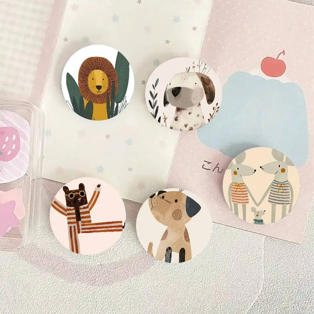 Simple Animal Antics Cartoon Style Badge Brooches On Backpack Decoration Round Enamel Pins For Accessorys