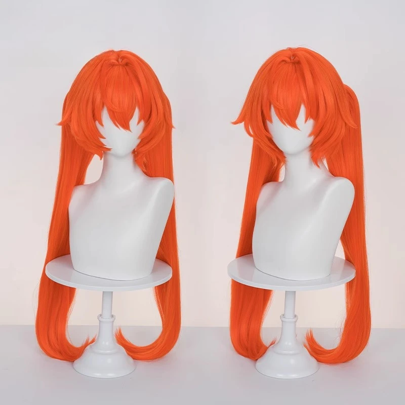 ZZZ Orphie Cosplay perruque avec Double queue de cheval femmes perruque Orange Cosplay Anime résistant à la chaleur perruque synthétique pour Costume d'halloween
