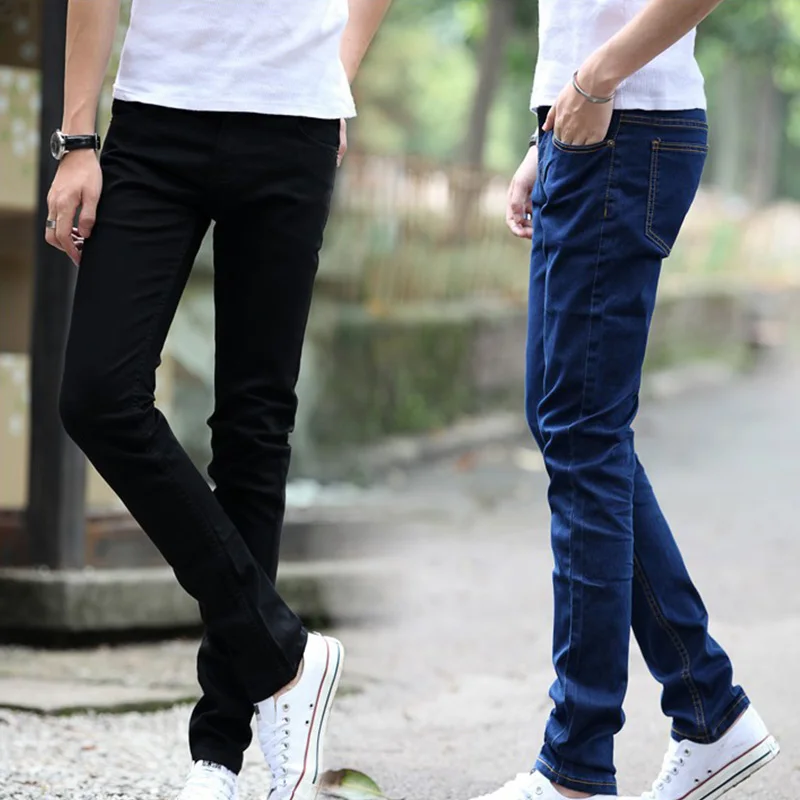 

Men's Slim Small Foot Stretch Baggy Jeans Straight Korean Fashion Black Stain Resistant Denim Pants Streetwear Cargo Pants Men