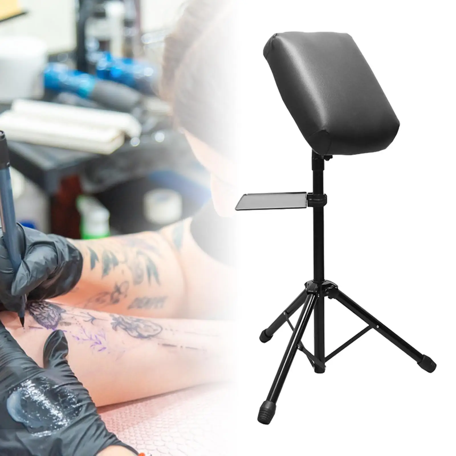 Tattoo Armrest Tattoo Armrest Stand Tripod,Rotatable,PU Leather,Angle Adjustment,Tilt Tattoo Equipment for Personal Care