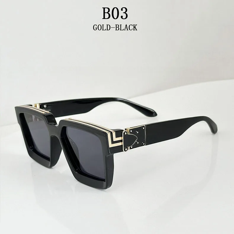 Millionär Quadratische Sonnenbrille Für Männer Retro Sonnenschutz Sonnenbrille Frauen Trendy Und Modische Vintage Mode Gläser Zonnebril – Detail 9