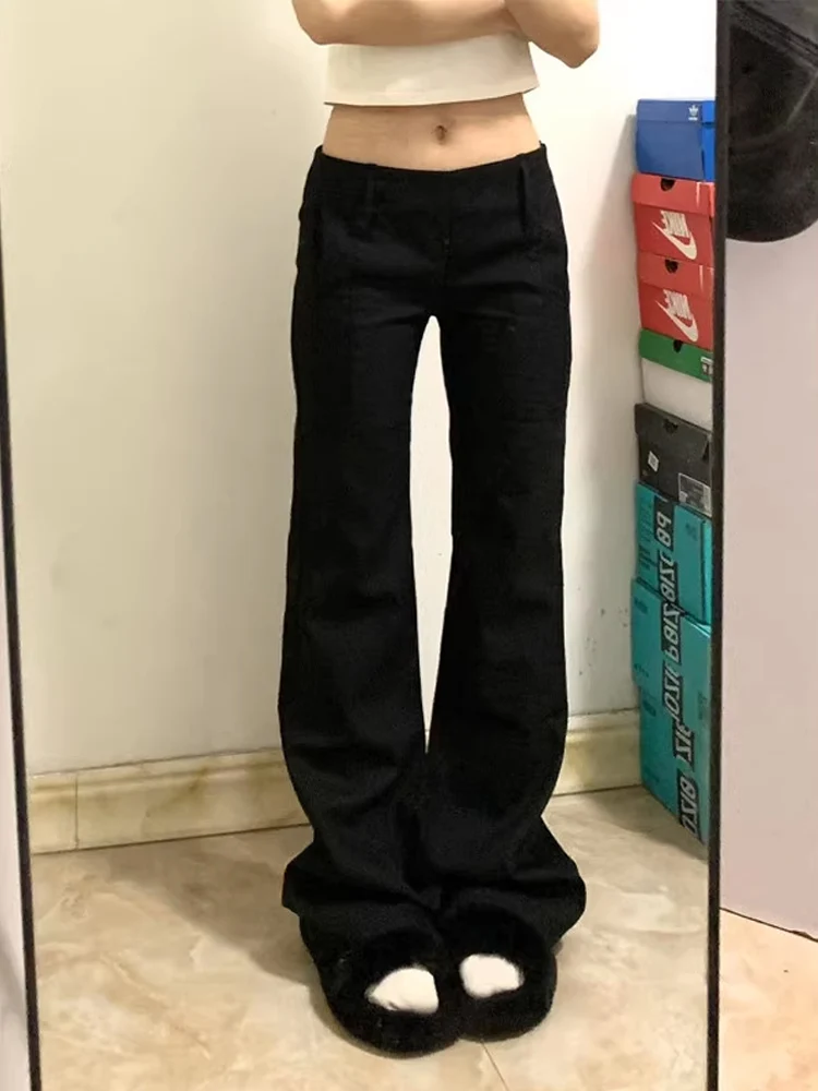 

American High Street Sle Bla High Waist Men's Jeans Elastic Slim Fit Cleanfit Pants Straight Leg Micro Flared Trousers