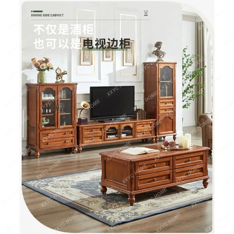 

Simple Style Solid Wood Small Wine Cabinet Vintage Sideboard
