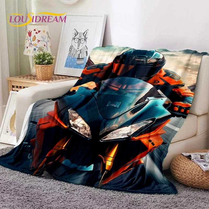 Motocross Modern retro Motorcycle Soft flanella coperta per letto camera da letto divano Picnic, coperta per copertura all\'aperto regalo per il