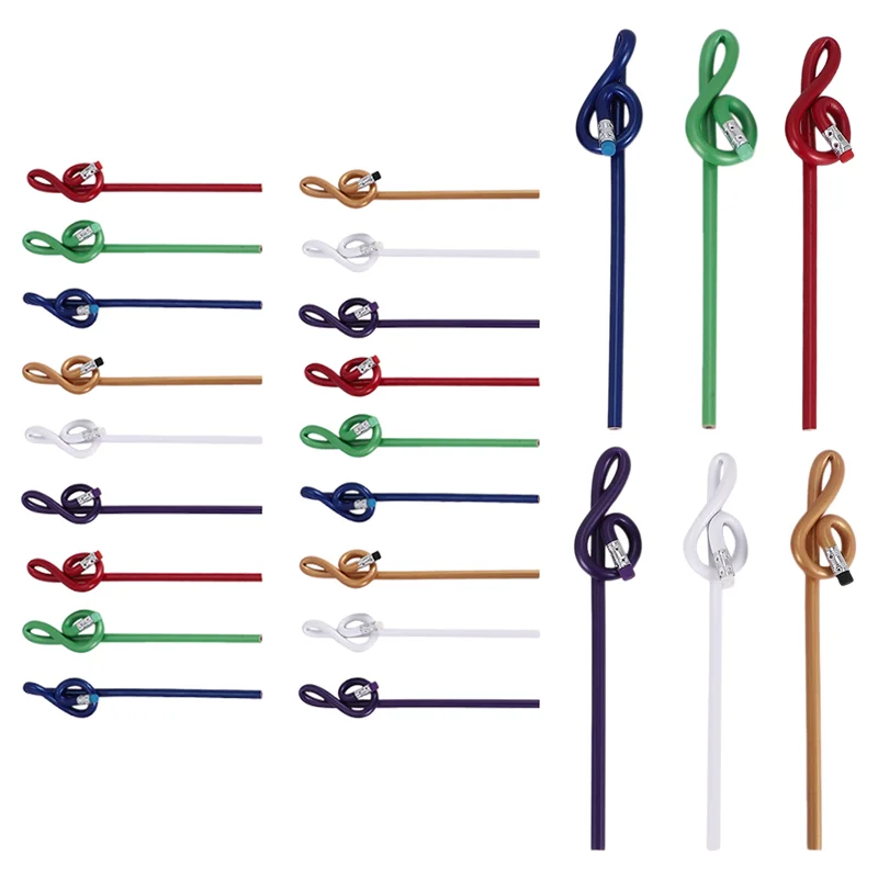 Students Note Pencils Musical Note Pencils With Eraser Colorful Music Pencils Wooden Treble Clef Bent Pencil