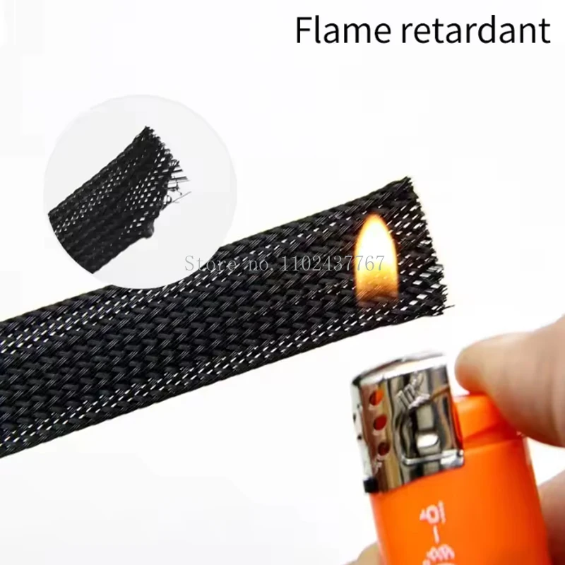 1/2/5Meters PET Nylon Braided Cable Sleeve Insulated Expandable New High Density Cable Sheath Wrap 3~40mm