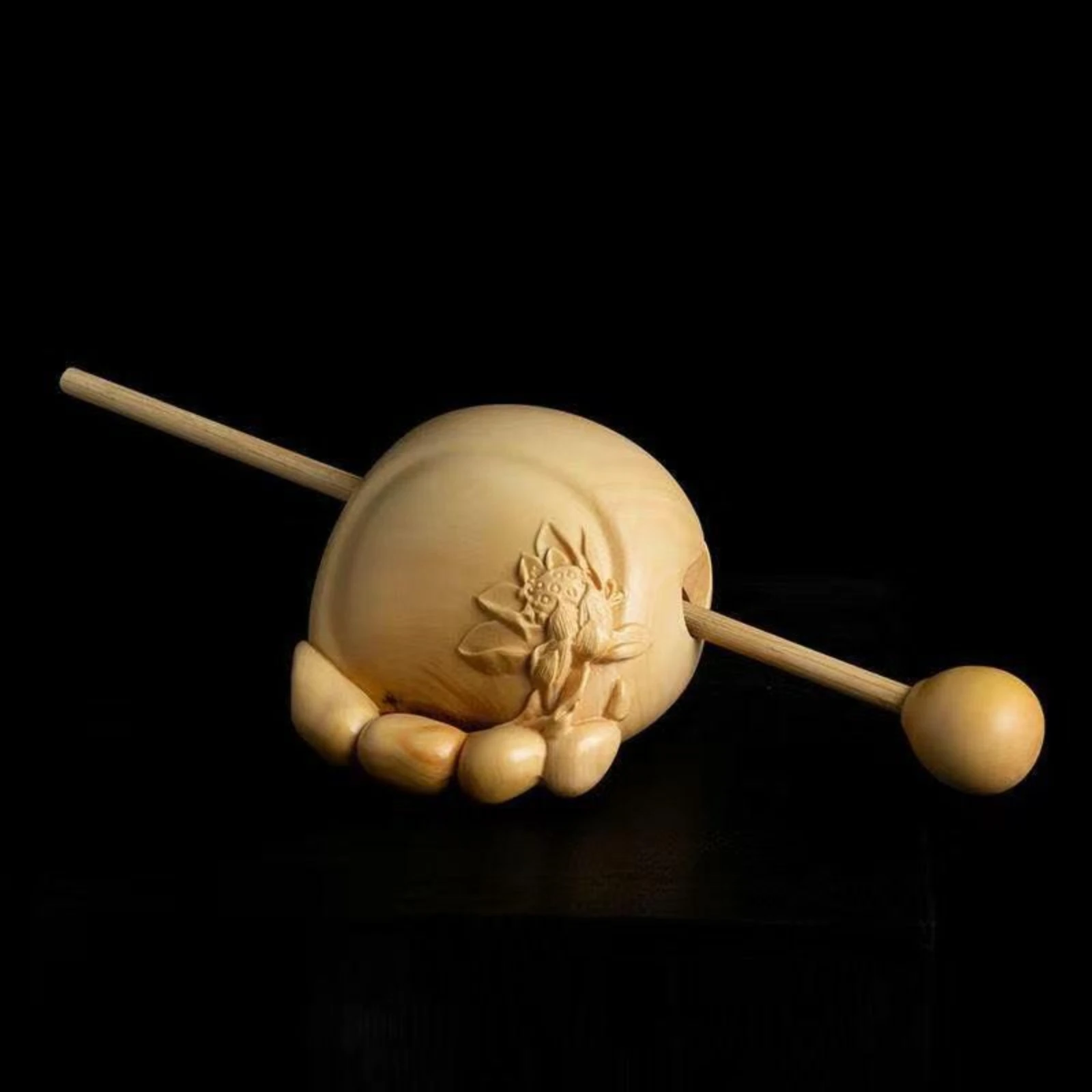 Wooden Percussion Block with Mallet Meditation Wooden Percussion Block Temple Block Pocket-Sized Percussion Instrument Artisanal
