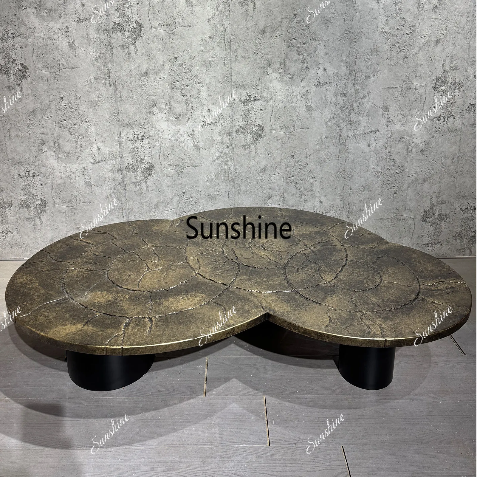 

Medieval style light luxury high-end solid wood metal paint old carving coffee table