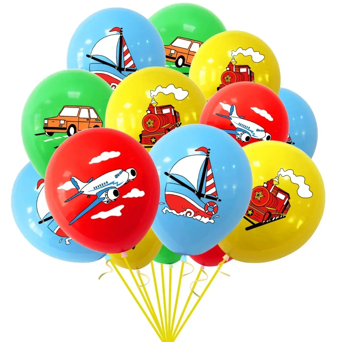 Traffic Vehicles Birthday Decoration Traffic Car Latex Balloon Train Plane Taxi Banner Kids Happy Traffic Birthday Party Decors