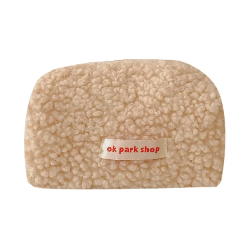 1pc Cute Shmere Pencil Bag Case Plush Pencil Bag Zipper Makeup Storage Bag Pen Pouch Bag School Office Supplies Stationary Case