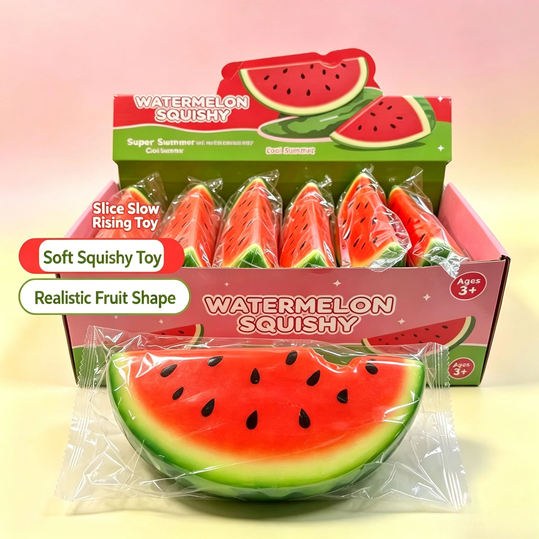 Half a piece of watermelon bite, pinch, music slow rebound decompression toy, simulated watermelon fruit decompression toy