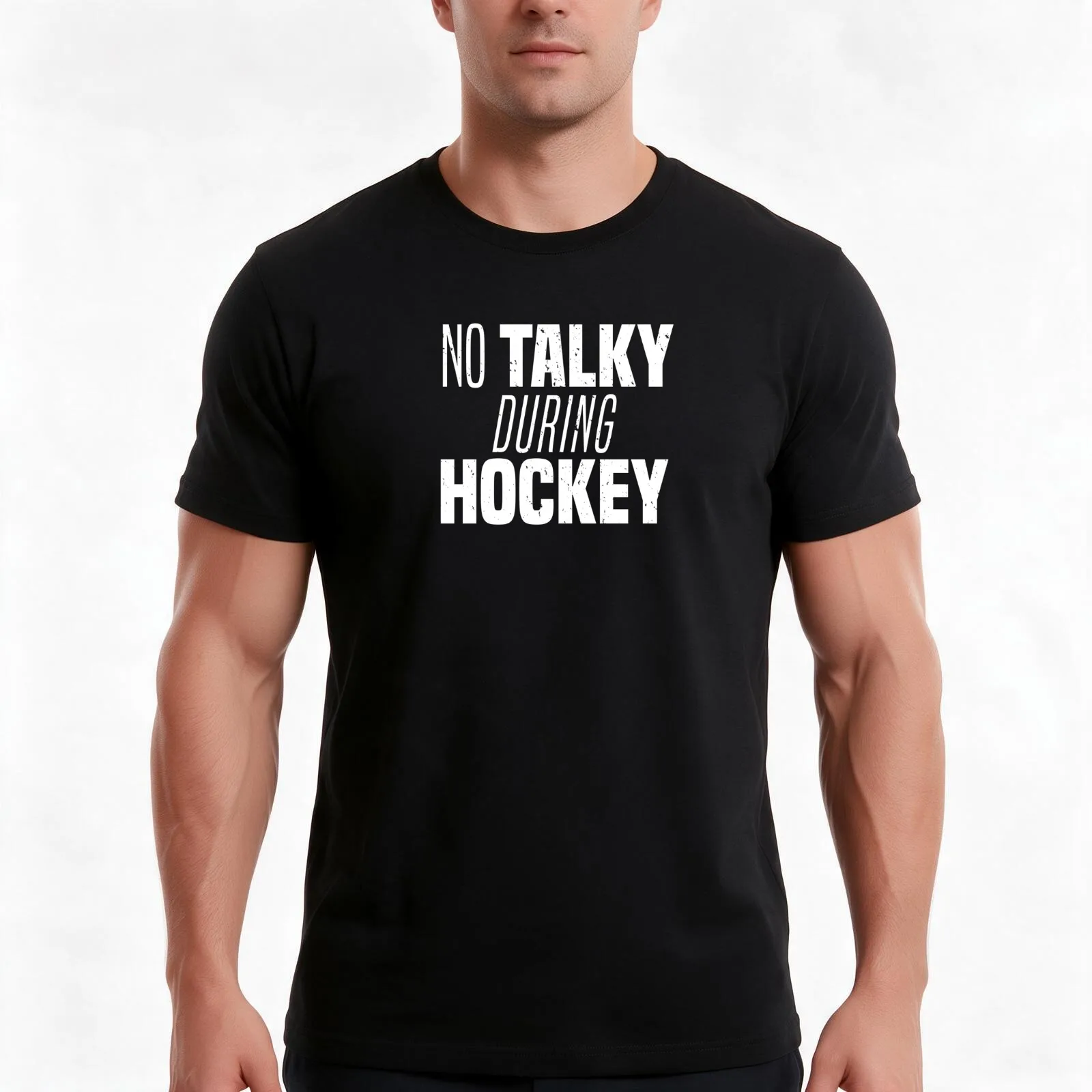 No Talky During Hockey Funny Hockey Fan T-Shirt, Summer Casual Cotton Tee, Oversized Streetwear Tops, Vintage Graphic Print