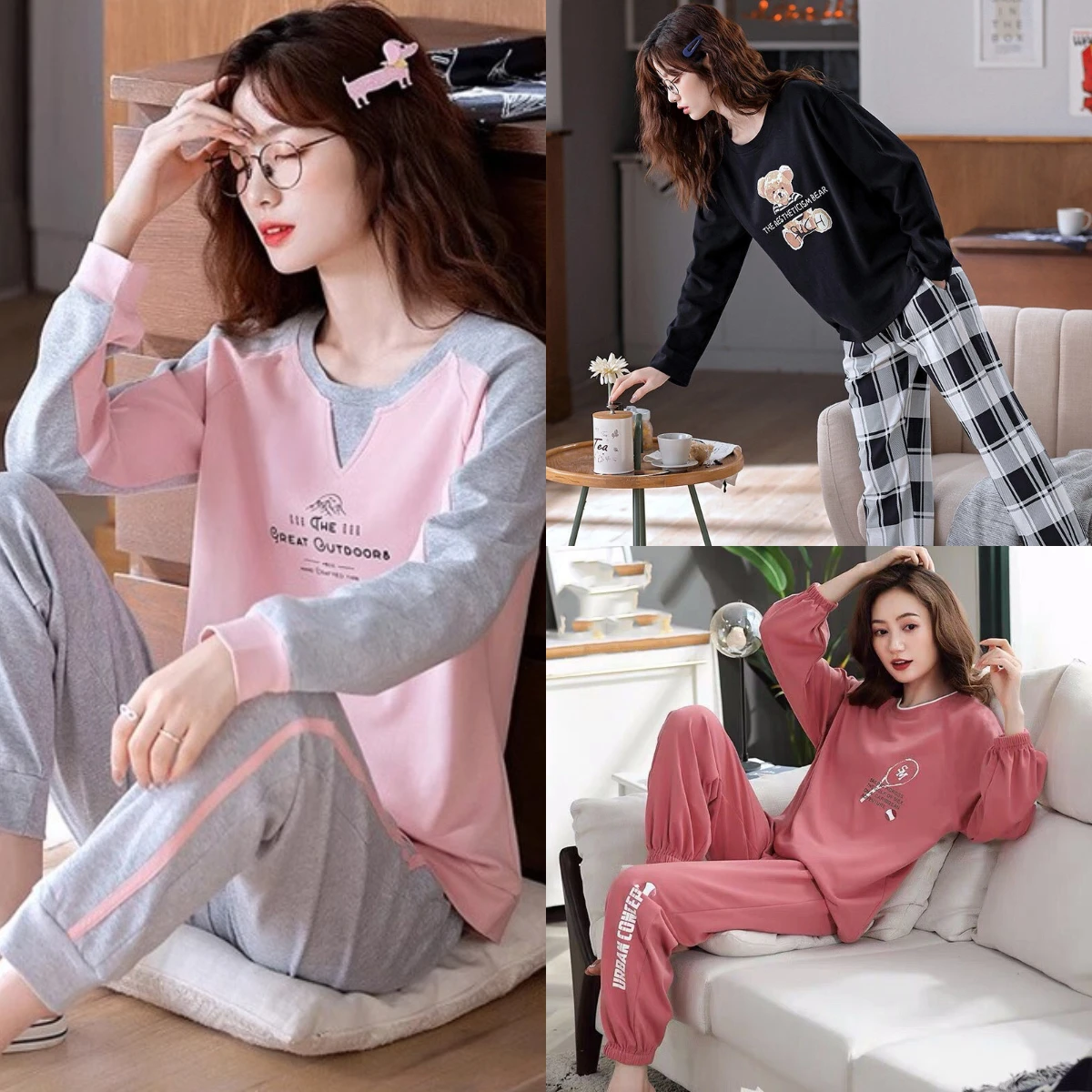 Maternity Spring and Fall High-Grade Cotton Pajamas 2-Piece Set Comfortable Soft Loungewear Pregnant Women's Clothes Fashion