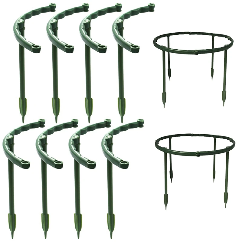 

16Pcs Plant Support Garden Flower Support Stake Half Round Support Ring Plant Cage Holder Flower Pot Climbing Trellis