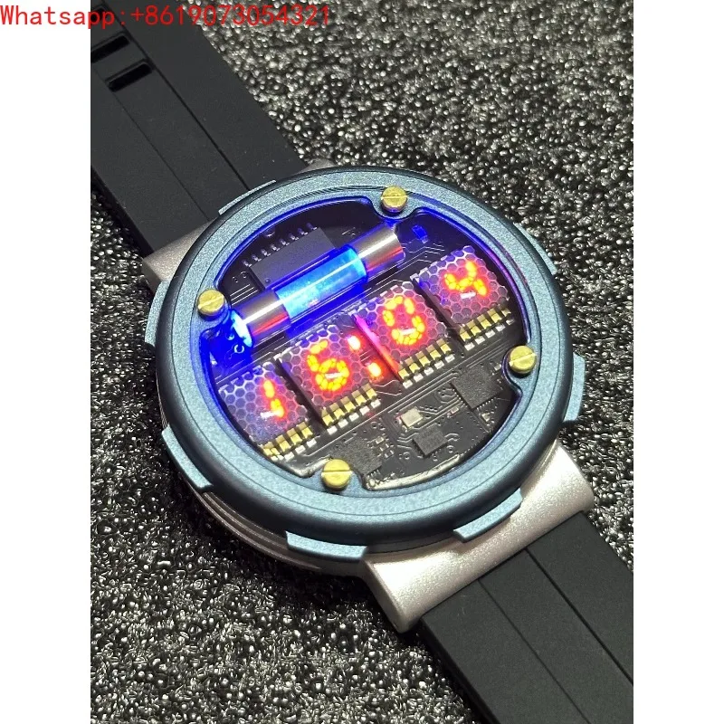 The Great Qin Empire Nixie Watch 1-Cyberpunk Pseudo Glow Tube Hollow Niche Personality Watch