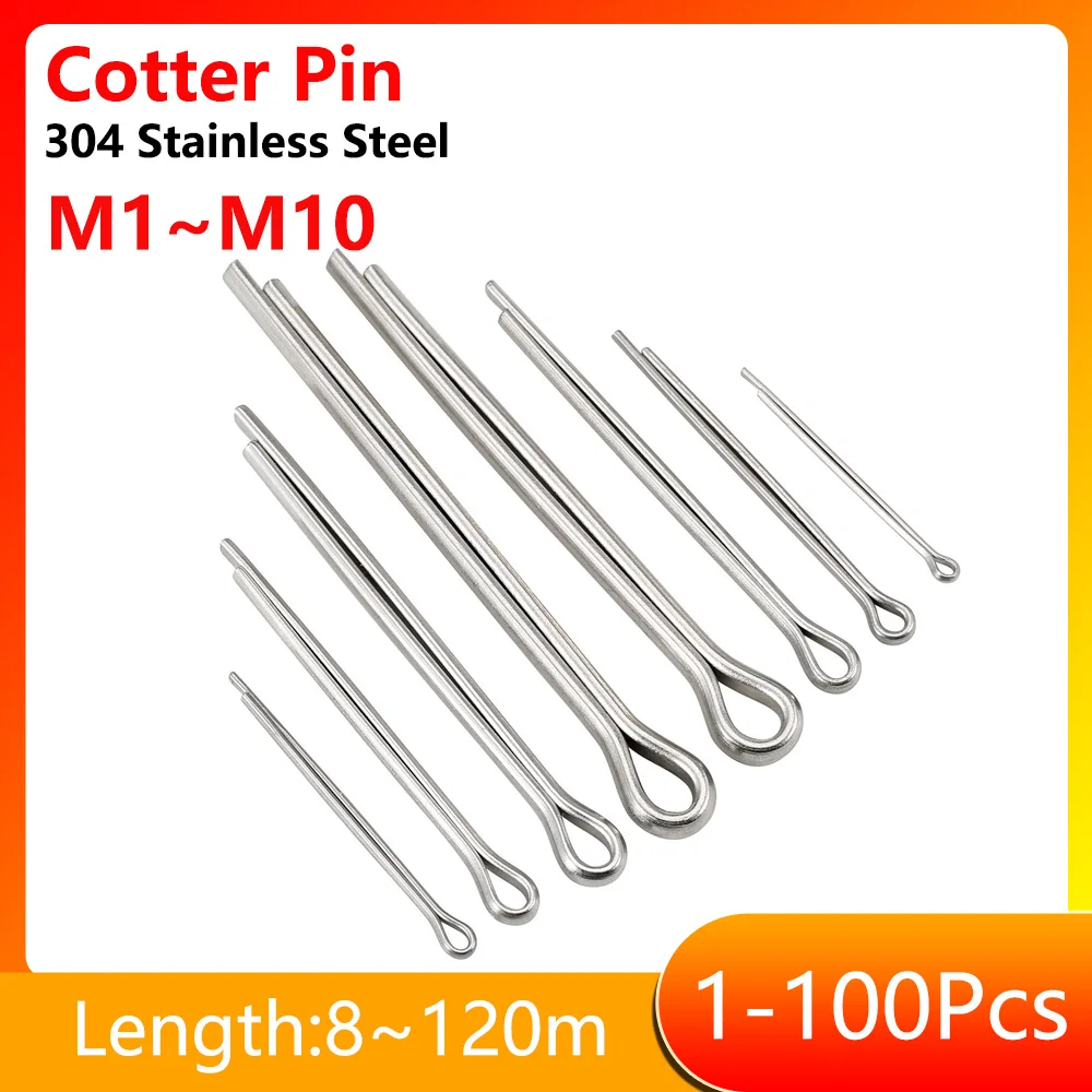 M1 M1.2 M1.5 M2 M2.5 M3 M3.2 M4 M5 M6 M6.3 M8 M10 304 Stainless Steel Cotter Pin Kit Split Pin Assortment Whistle U Pin Fixings
