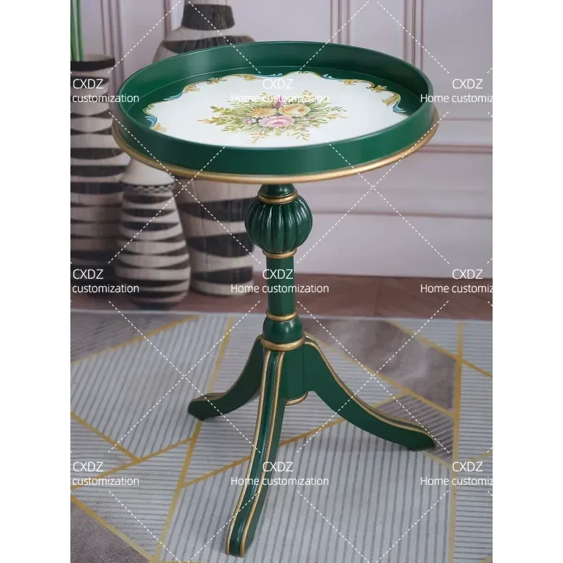 Retro Round Side Table Small Coffee Table for Living Room Sofa End Table Exquisite Art Accent Furniture Home Decor