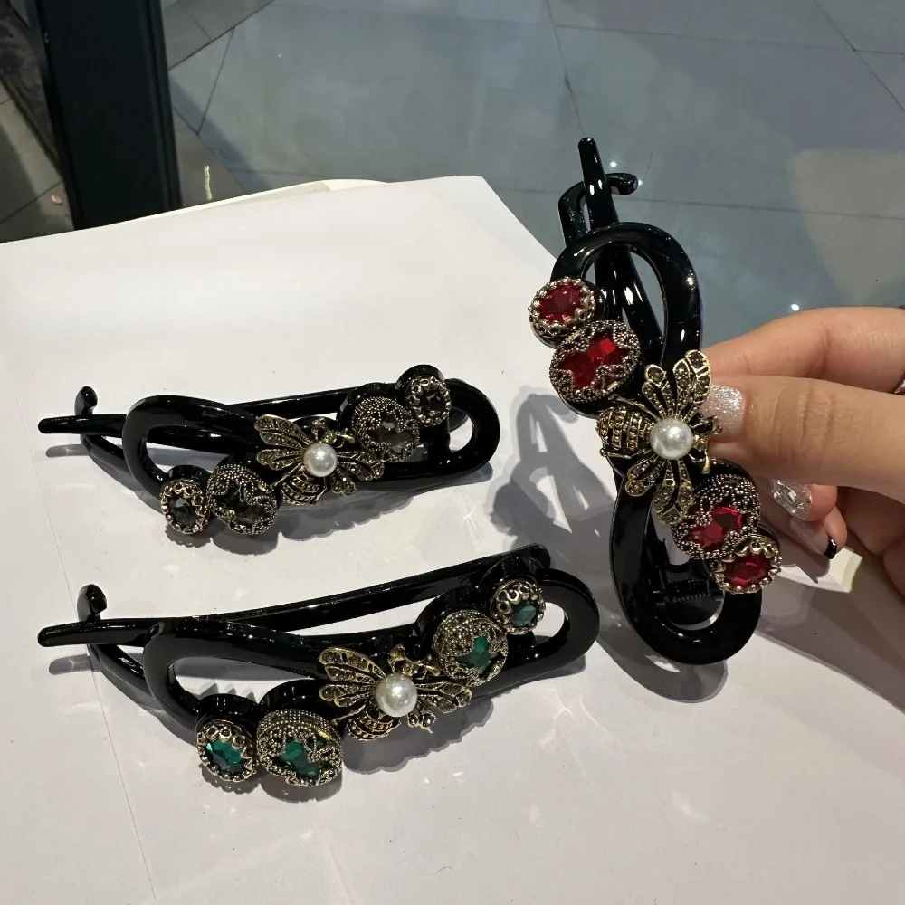 

Корейская заколка для волос с пчелиным жемчугом, держатель для хвоста, заколки-бананы, коготь для волос, роскошная заколка для волос, изысканные модные аксессуары для волос для женщин