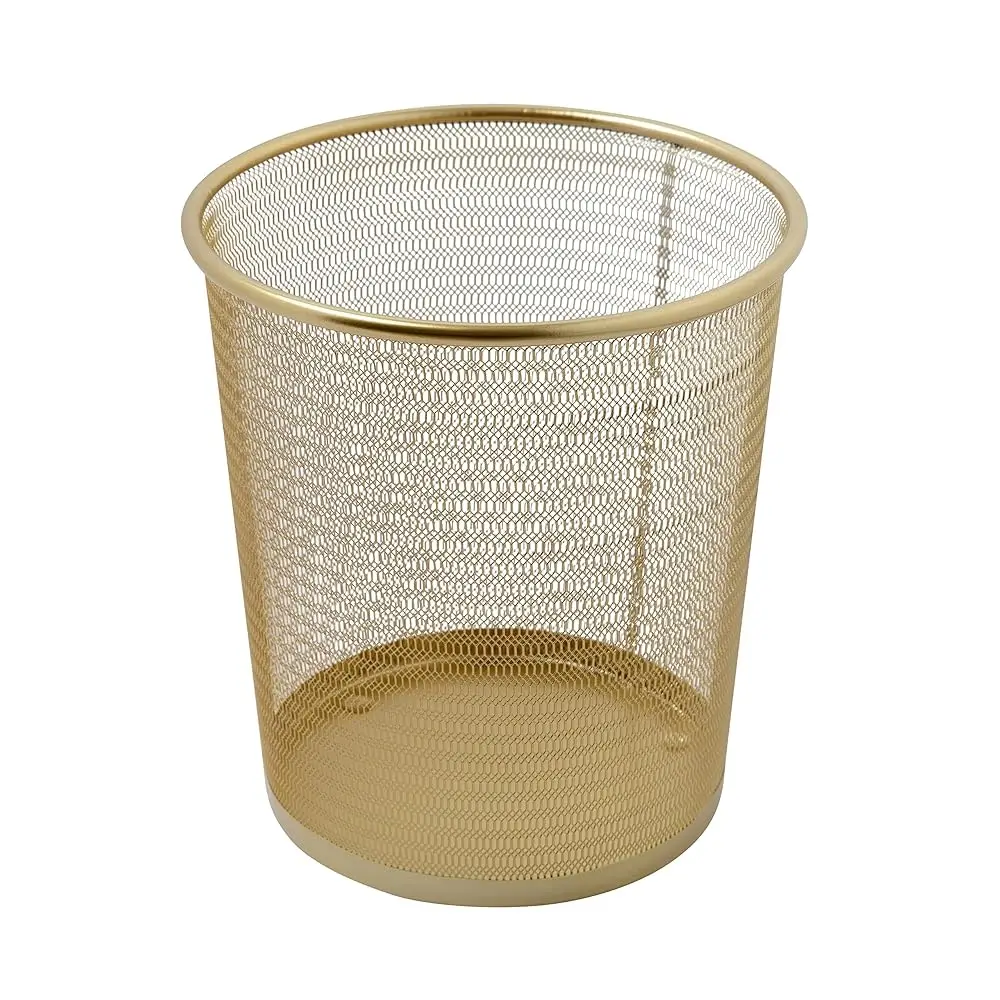 

Gold Mesh Metal Trash Can, 4.5 Gallon, Wastebasket for Office
