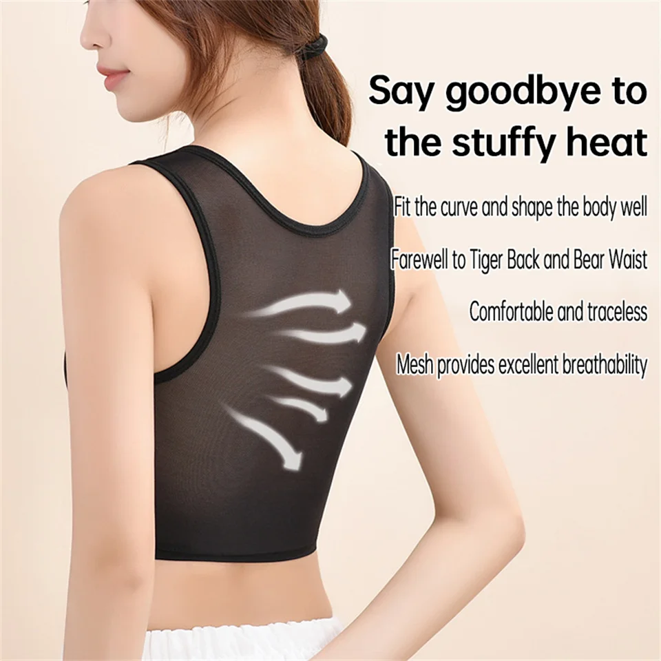 Becirzet Damen Atmungsaktiver Brustbinder, Atmungsaktive Drahtlose Brustbandage, Dünne Kurze Unterwäsche-Weste – Detail 5