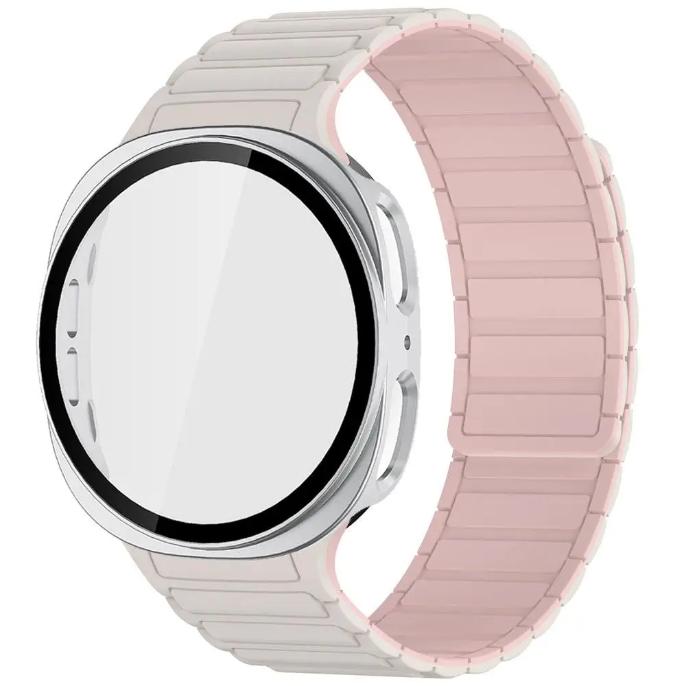 For Samsung Galaxy Watch8 Classic 46mm Tri-Beads Magnetic Silicone Watch Band(Starlight Pink)