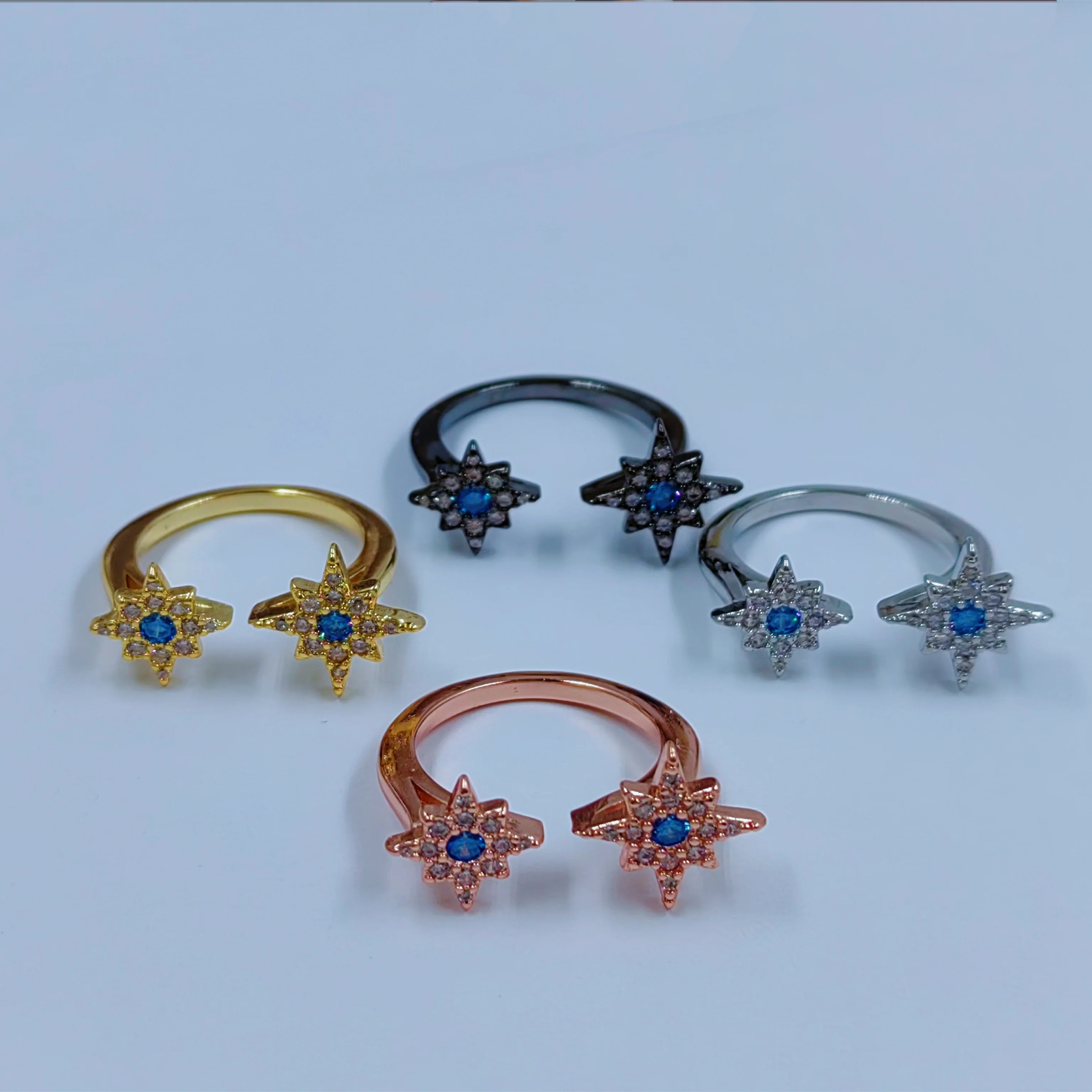 

European and American Taylor star identical hexagonal star ring, blue ruby main diamond couple ring, original