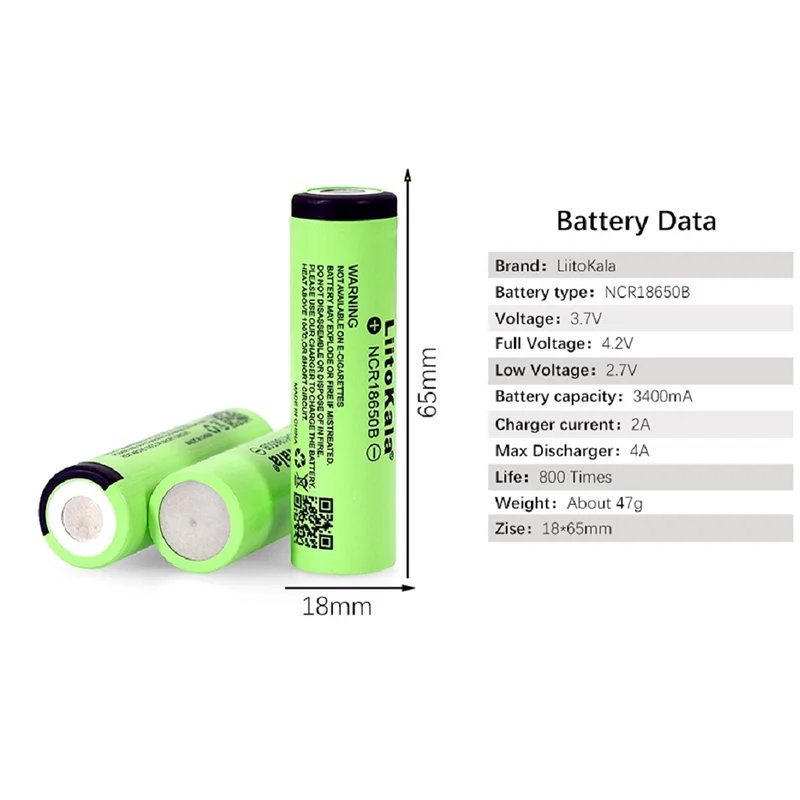 Liitokala 100% New Original NCR18650B 18650 3400 mAh Li-ion Rechargeable battery For Flashlight batteries