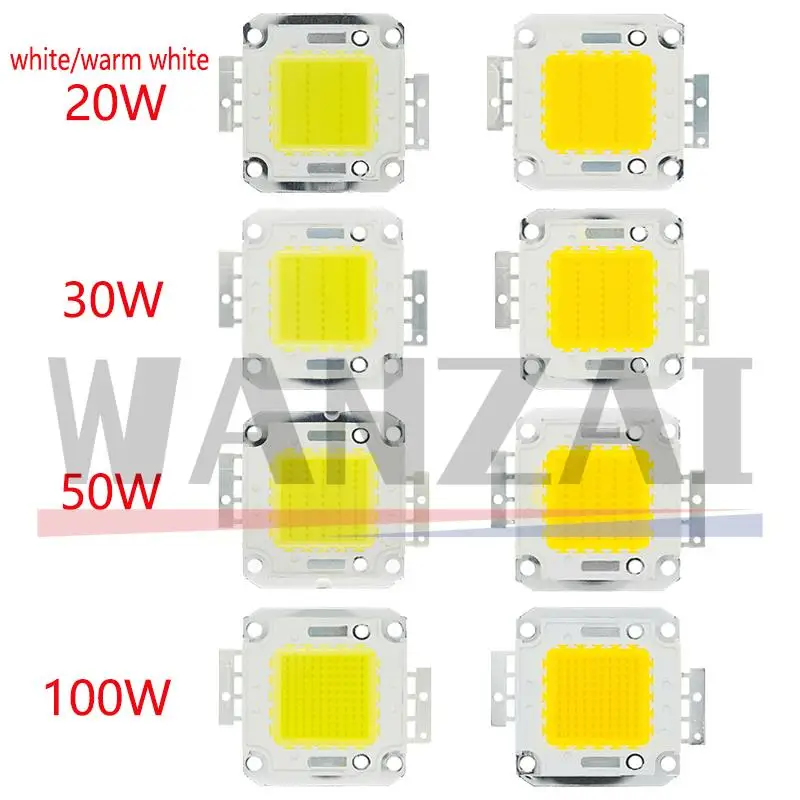 10W 20W 30W 50W 100W White/Warm white LED CHIP Integrated High Power Lamp Beads 24*44mil 32V-34V 3200K-6500K 600-3000MA