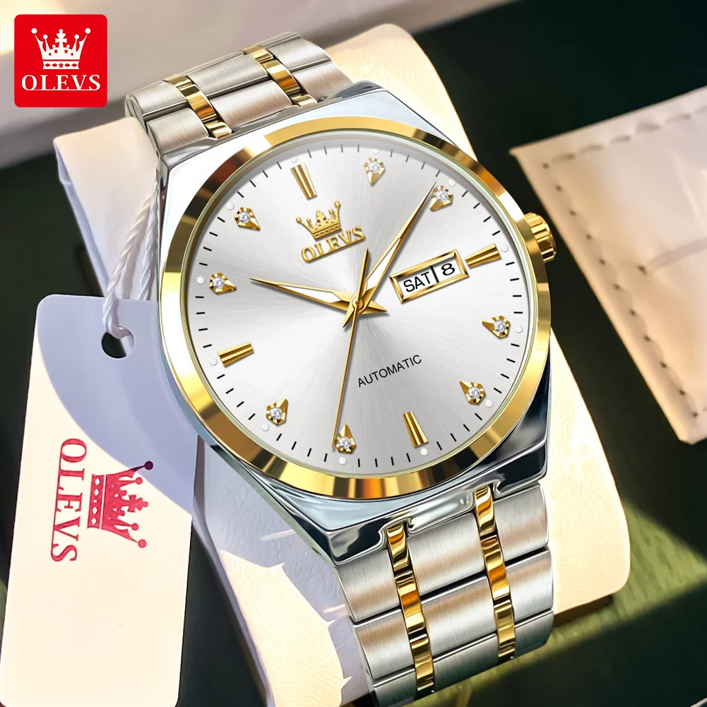 

OLEVS 9811, автоматические механические часы для мужчин, лучший бренд, роскошные мужские часы, мужские наручные часы с двойным календарем