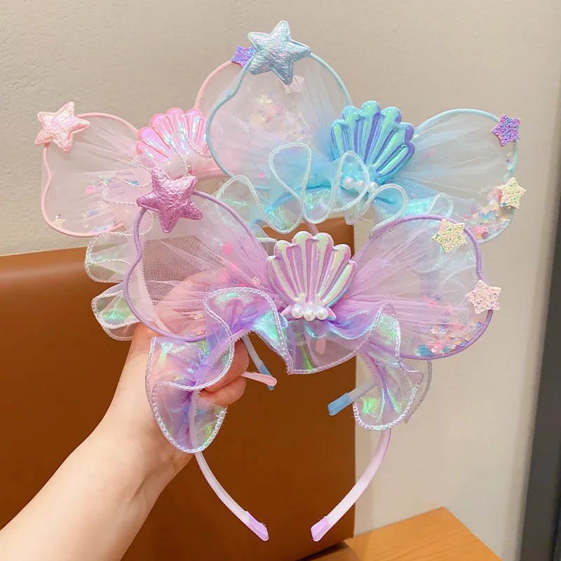 

Sparkling Mermaid Shell Headband Pink Blue Purple Mermaid Head Band Girls Little Mermaid Theme Birthday Party Decor
