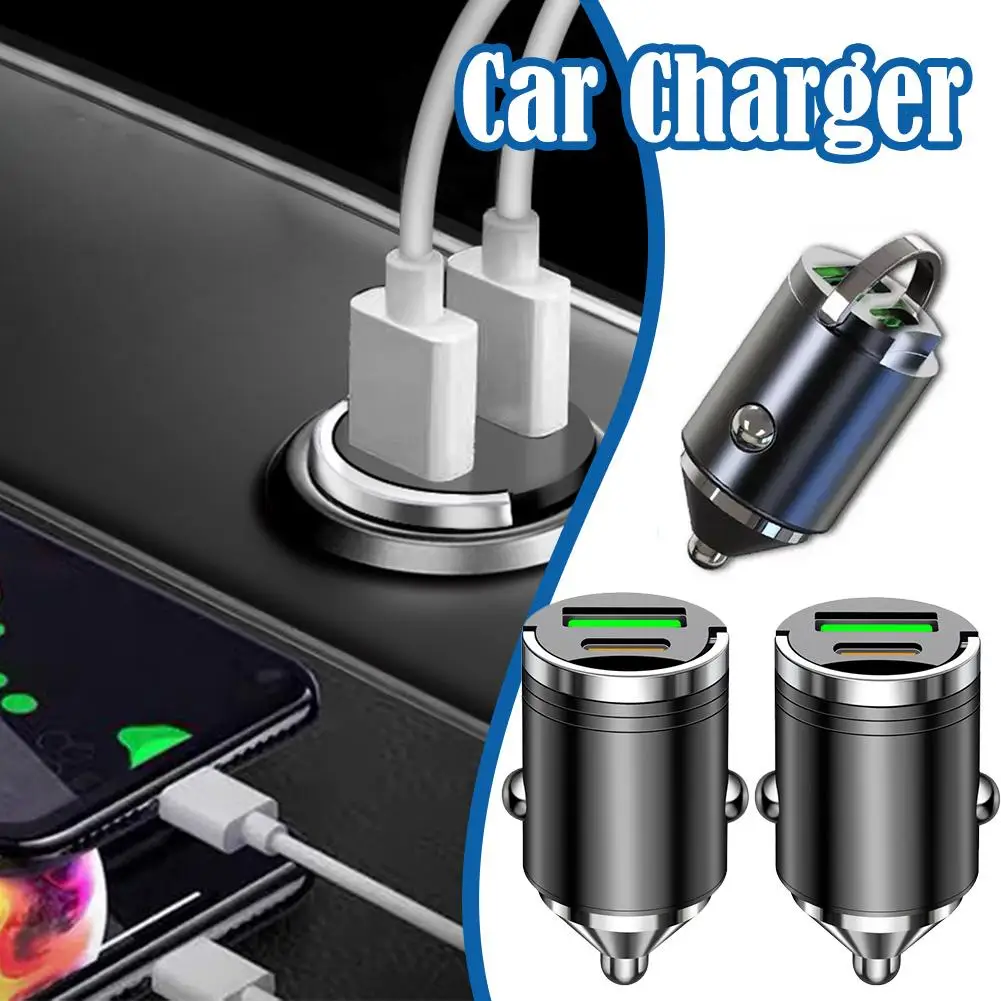 100W Mini Car Charger USB Type C Fast Charging Car Phone Charger for IPhone Car Cigarette Lighter Power Charger Adapter V5L4