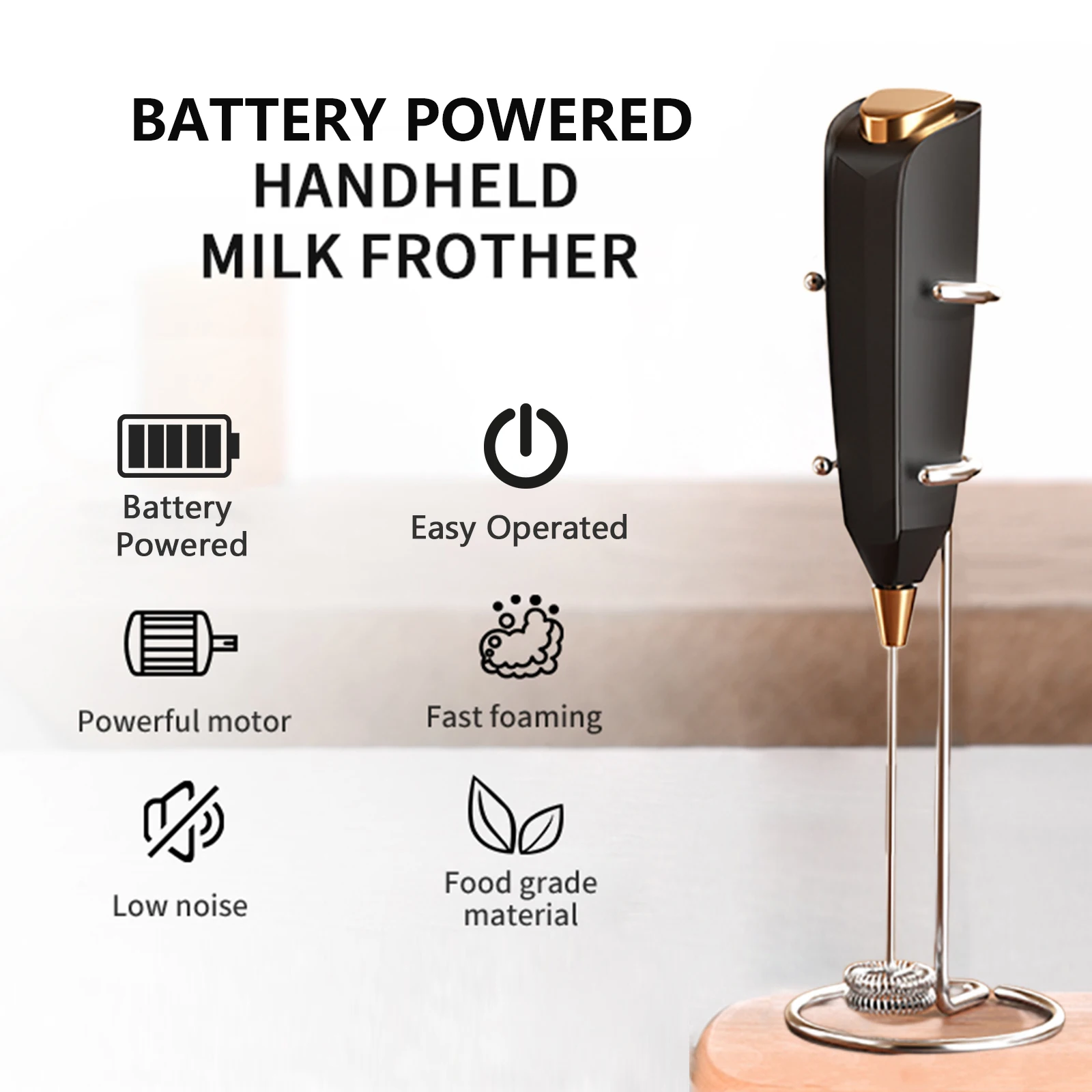 휴대용 강력한 우유 거품기 라떼에 적합 전기 배터리 구동 휘스크 음료 믹서 커피 거품기 계란 거품기