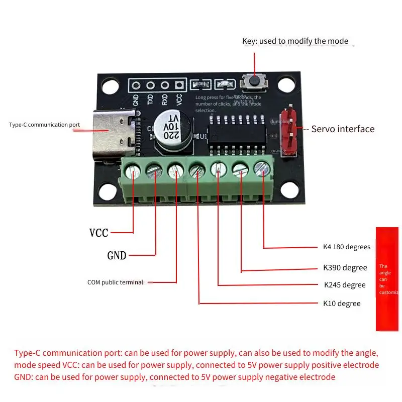 Manual Single-channel Servo Trigger Controller SG90 Can Modify the Angle Mode and Speed Control Can Be Controlled by Serial Port