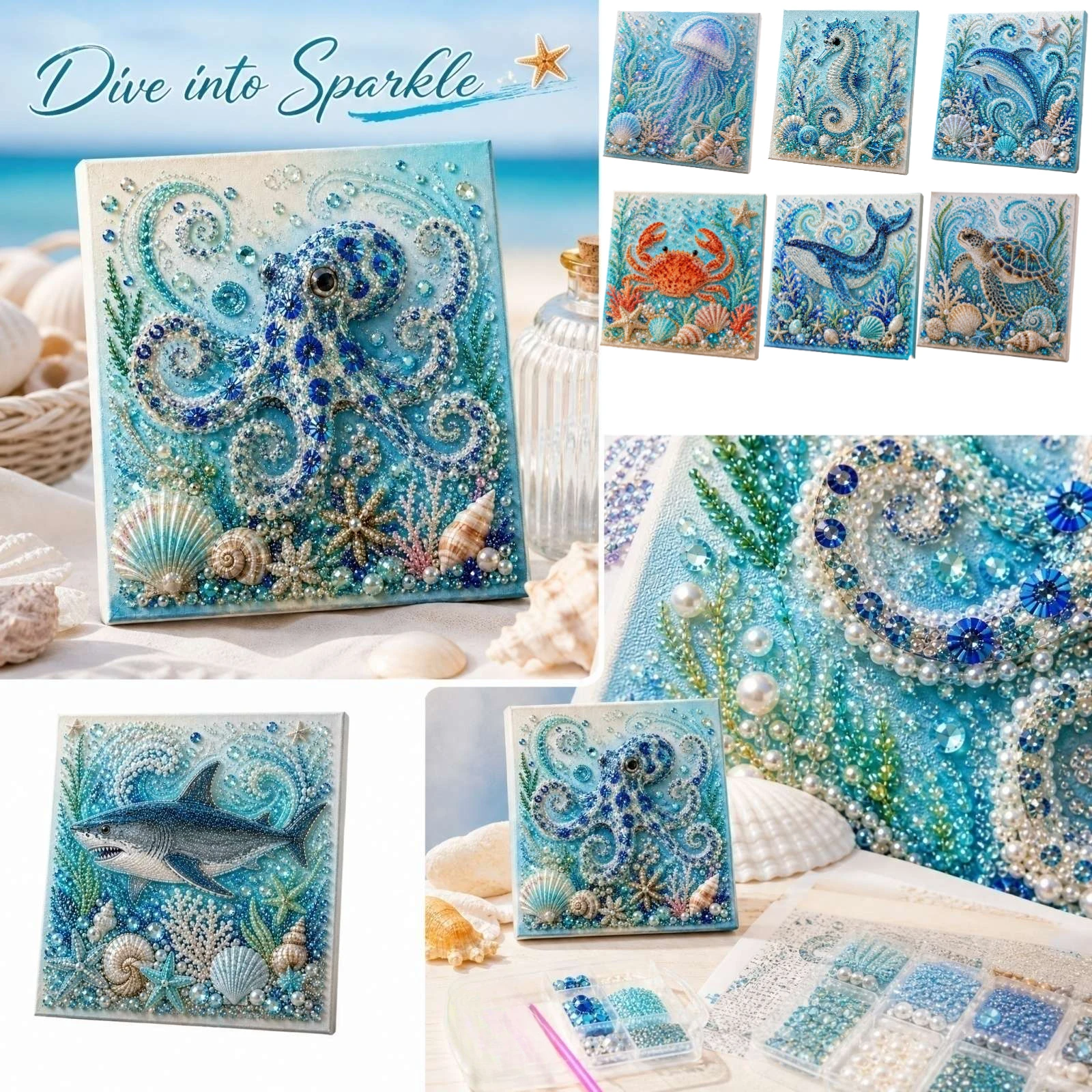 New Ocean-themed Pearl Painting DIY Kit with Step-by-Step Instructions Handmade Craft Set for Beginners Creative Home Decor